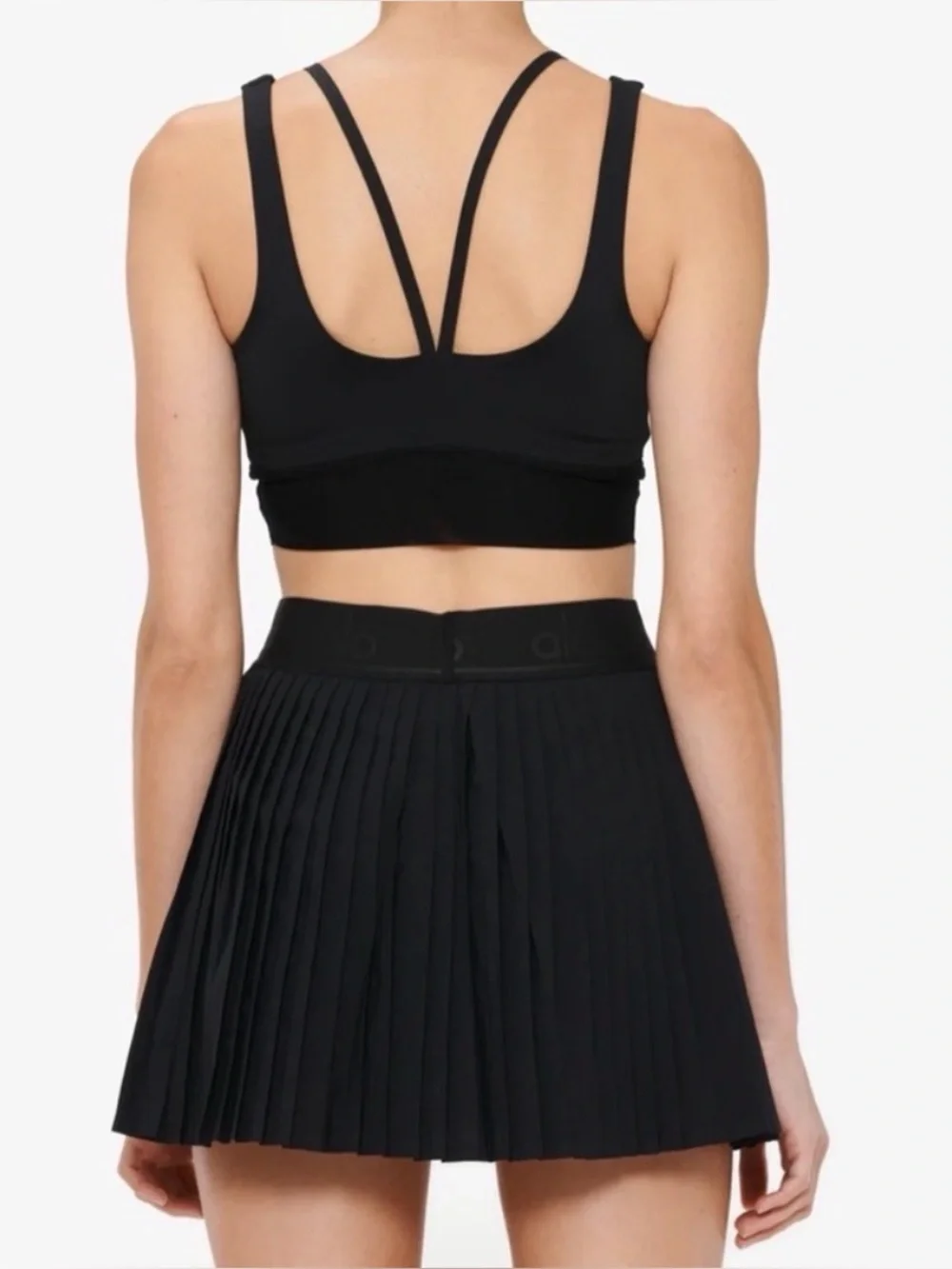 ALO Yoga Black Pleated Tennis Skort